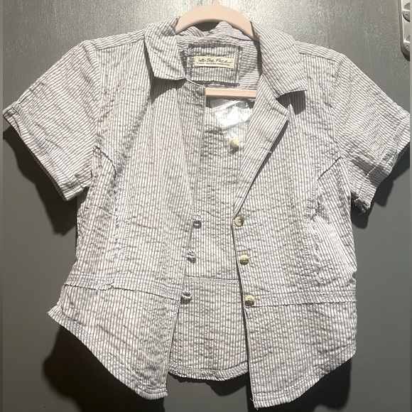 Free People Striped Button-Up Blouse - Picture 2 of 9